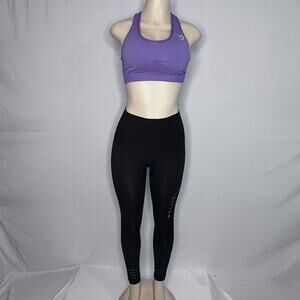 Trendy gymnast Gymshark 2-Piece Set Purple Sports Bra M & Black Leggings (Fit S)